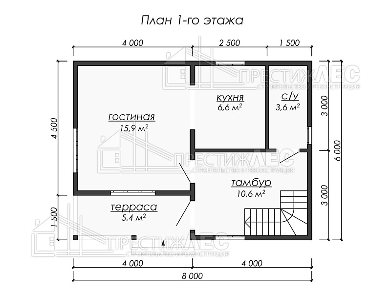 Каркасный дом "ДК218" 8x6 Площадь 78,2 м2