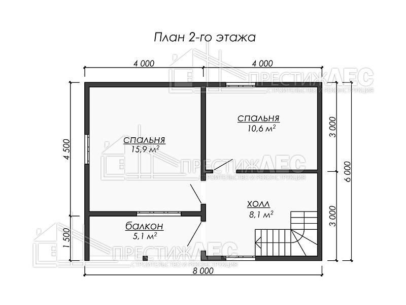 Каркасный дом "ДК218" 8x6 Площадь 78,2 м2